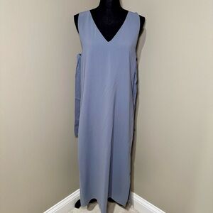 Theory Womens Natia Maxyne Midi Crepe V-neck Shift Dress BRISK Blue‎ size 10